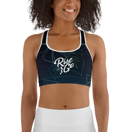 Moisture Wicking Aloha Sports Bra (White & Black Piping)