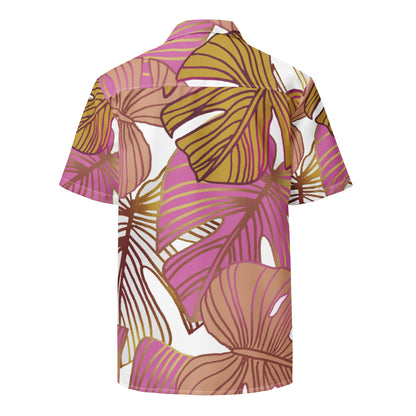 Pink Gold Palms Aloha Hawaiian Shirt