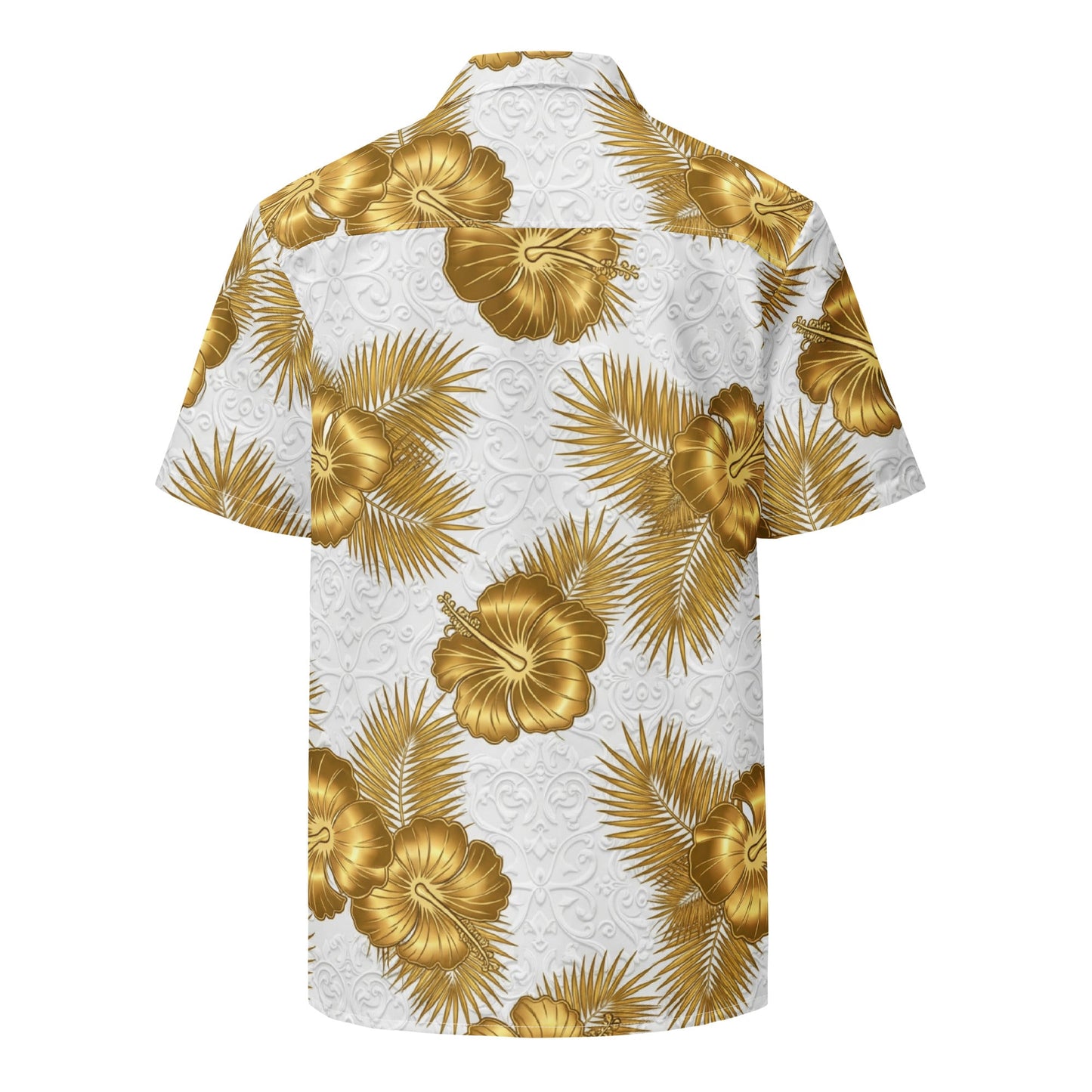 White Gold Ornate Aloha Hawaiian Shirt