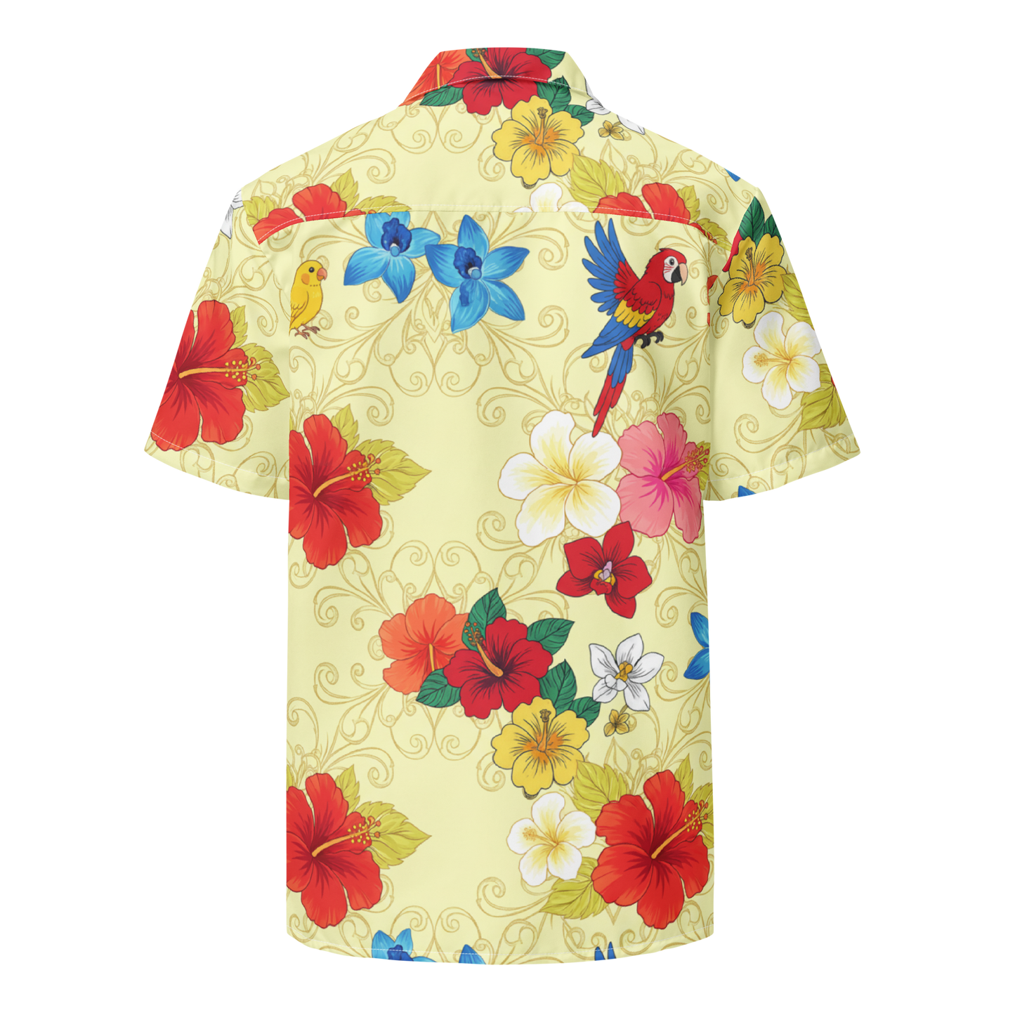Pastel Light Yellow Aloha Print 2 Unisex Button Shirt