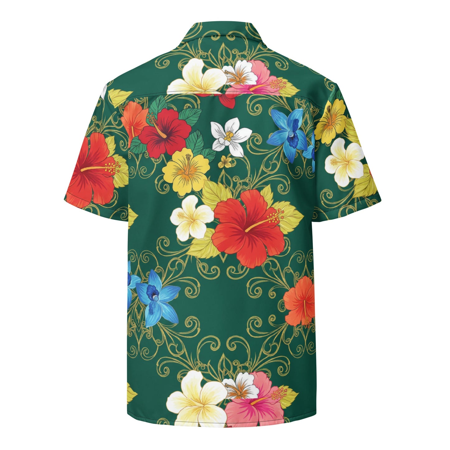 Green Aloha Print 2 Unisex Button Shirt