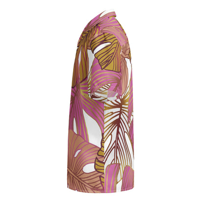 Pink Gold Palms Aloha Hawaiian Shirt