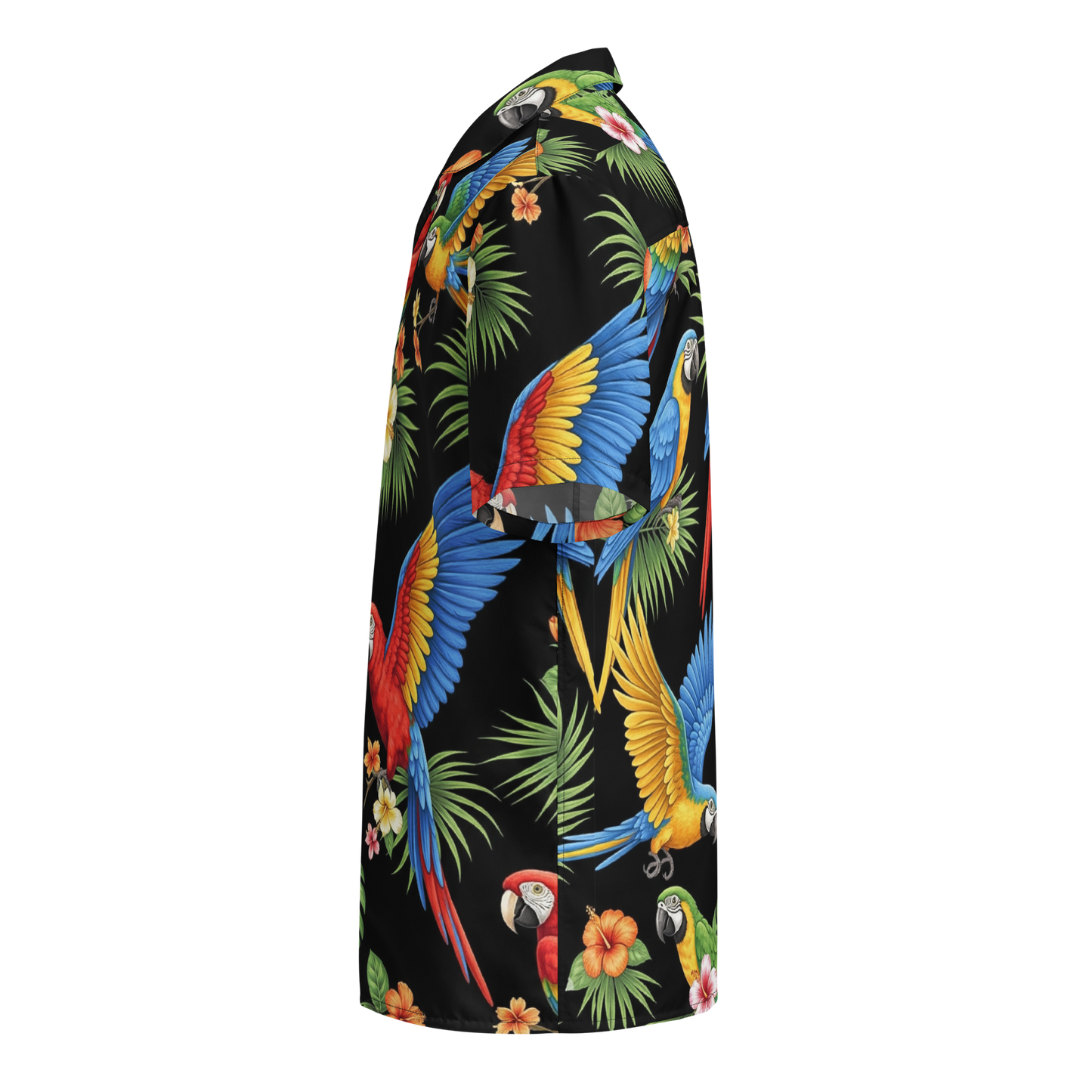 Black Tropical Birds Aloha Hawaiian Shirt Unisex Button Shirt