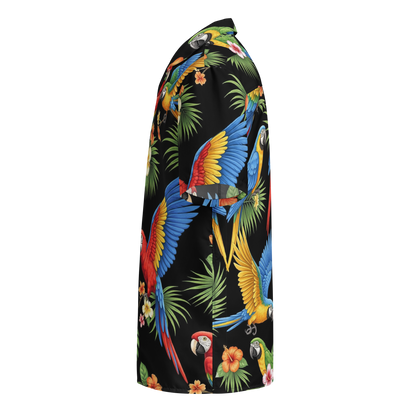 Black Tropical Birds Aloha Hawaiian Shirt Unisex Button Shirt