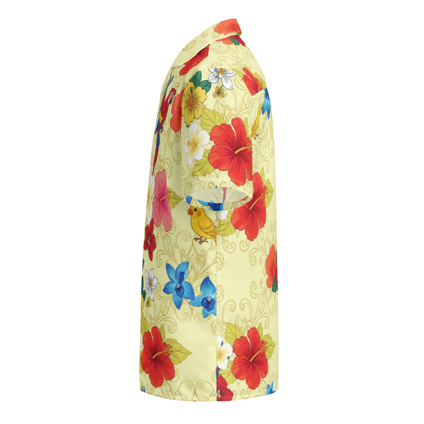 Pastel Light Yellow Aloha Print 2 Unisex Button Shirt