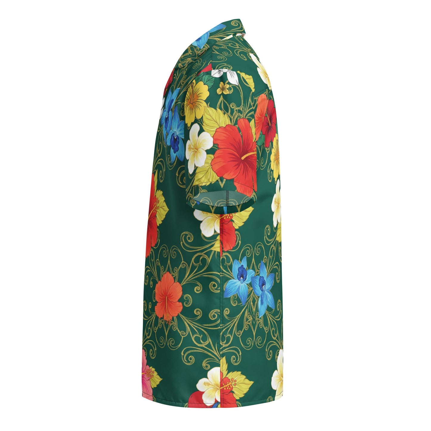 Green Aloha Print 2 Unisex Button Shirt