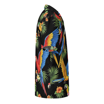 Black Tropical Birds Aloha Hawaiian Shirt Unisex Button Shirt