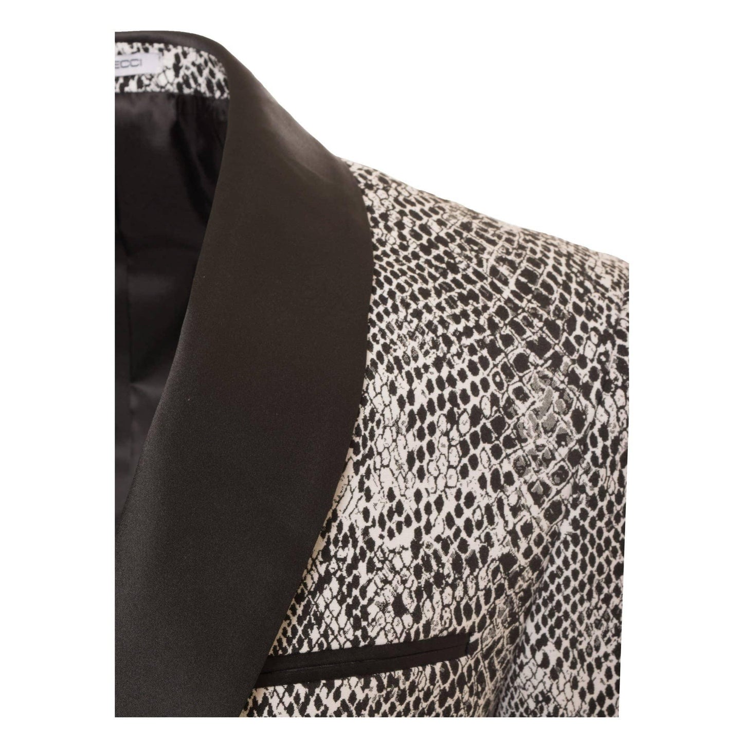 Ferrecci Ash Black and White Snake Skin Tuxedo Blazer