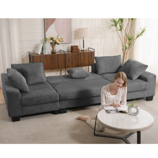 114' Sleeper Sofa,U Shaped Sofa , Pull Out Bed,Convertible Oversize 2 in 1 Sleeper Sofa, Living Room,Upholstery Sofa Bed