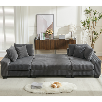 114' Sleeper Sofa,U Shaped Sofa , Pull Out Bed,Convertible Oversize 2 in 1 Sleeper Sofa, Living Room,Upholstery Sofa Bed