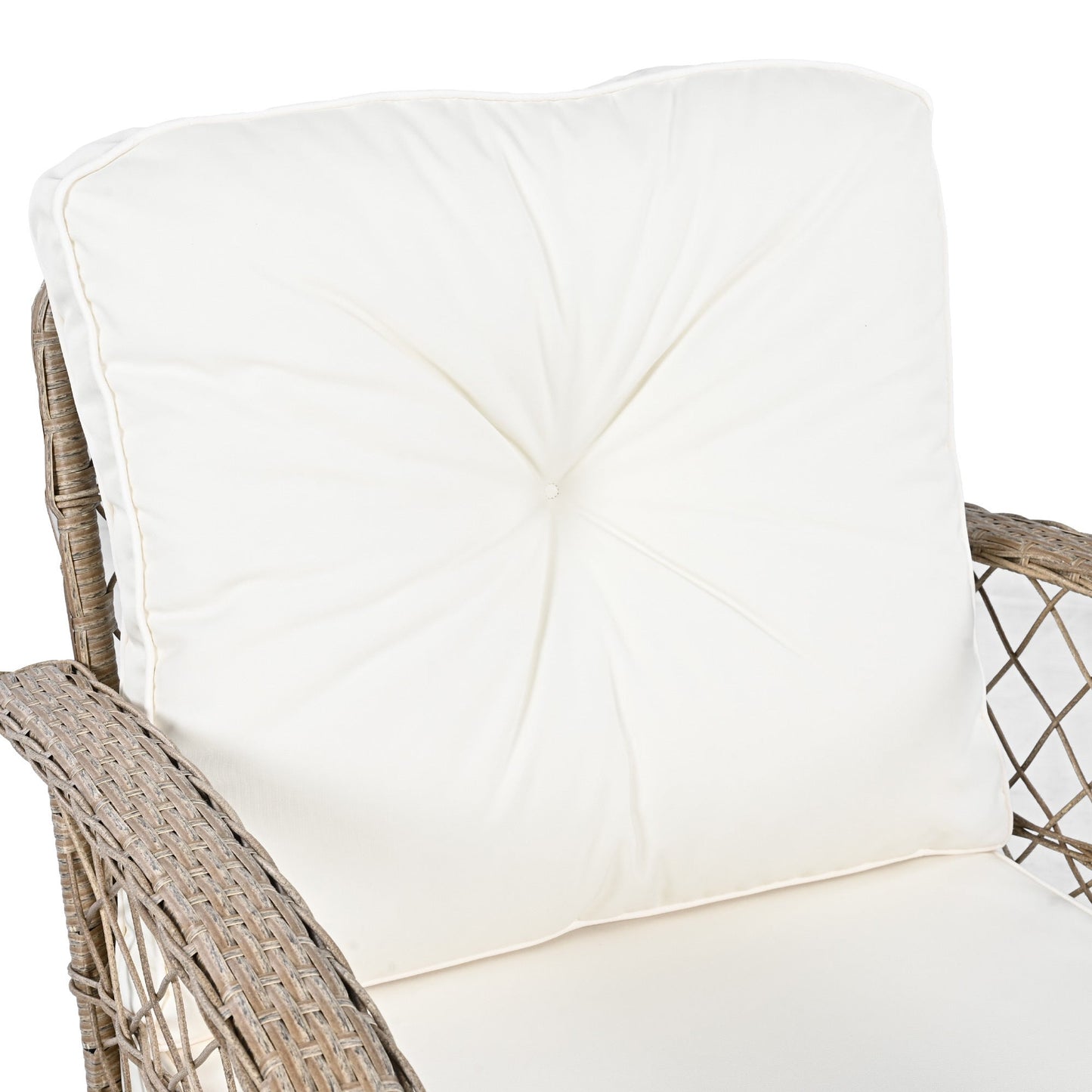 3-Piece Outdoor Chair&Table Set Chat Set 2-Person Rattan Seating Group With Two Swivel Chairs and a Square Table for Gar