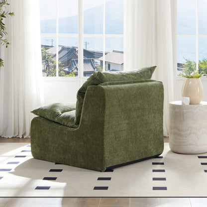 3 Seat Chair Sofa Lounge Chair With Backrest Fully Compressed Sofa Suitable for Living Room, Bedroom, Polyester,GREEN