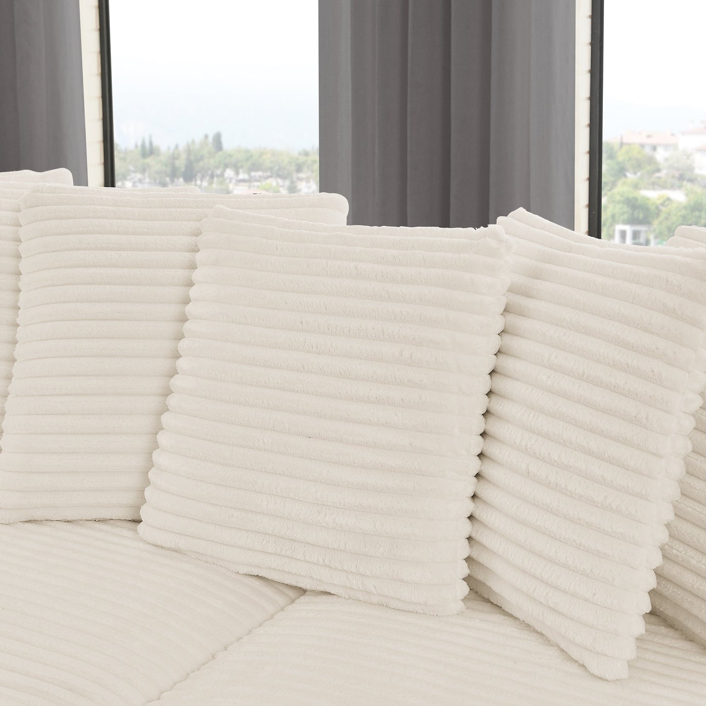 Corduroy Tufted Upholstered Sleeper Sectional Sofa, L-Shaped Modular Convertible Sofa , Can Freely Change the Position O