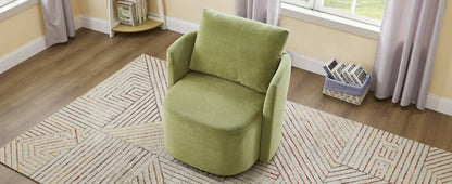 360° Swivel Chair, 29.9' Accent Barrel Armchair, Upholstered With Curved Design, Green Chenille, for Living Room and Off
