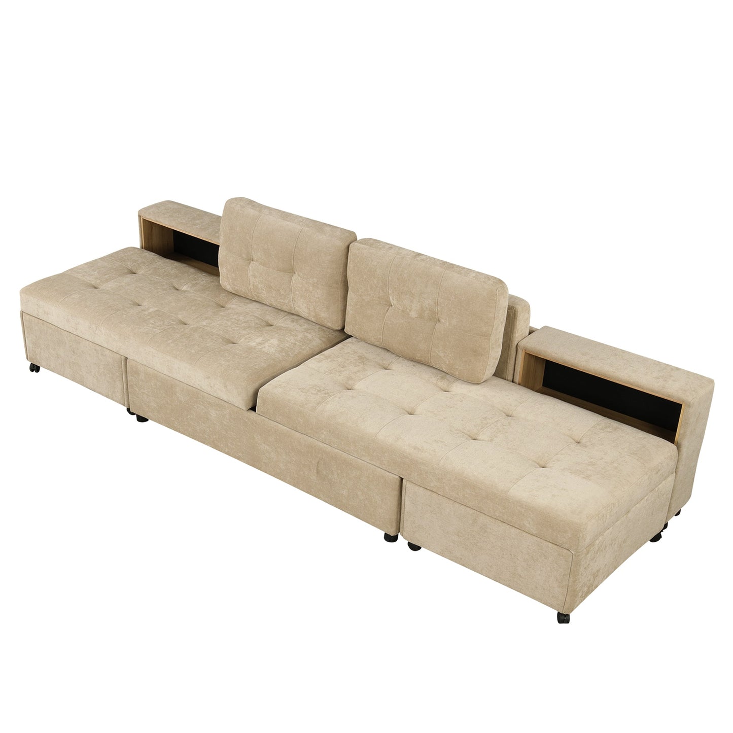 121.2' Versatile Sofa Bed Modular Sofa  Free-Combined Sofa With Two Storage Racks,  Brown
