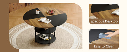 Table and Chair set.A 47.3-Inch Diameter Modern Splicing Circular Dining Table - Double-Layer storage.Paired With 4 Blac