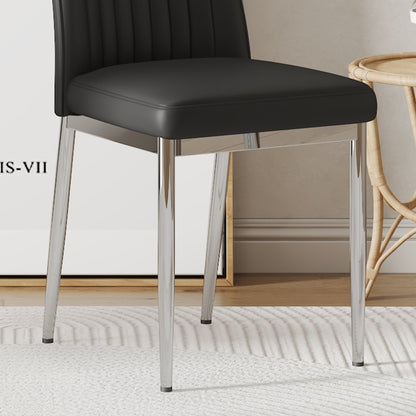 A Set of 6 Dining Chairs, Black Dining Chair Set, PU Material High Backrest Seats and Sturdy Leg Chairs, Suitable for Re