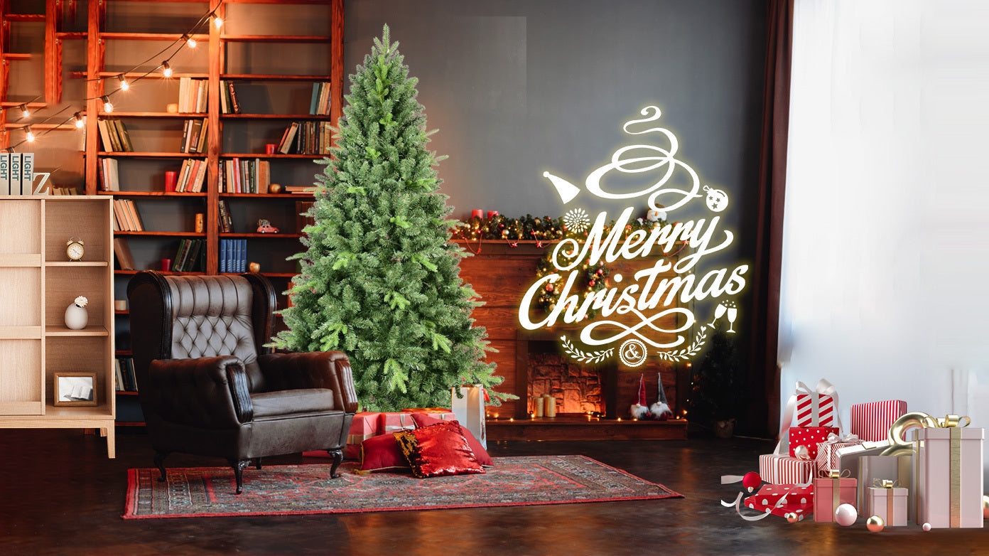 7.5FT Classic Christmas Tree With 2155 PE+PVC Tips – Realistic Hinged Branches, Easy Assembly, Stable Metal Stand, Full