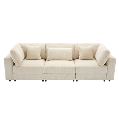 105'' 3 Seater Sofa With Removable Back Cushions and 5 Pillows , for Living Room, Apartment, Spacious Space