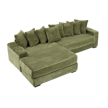 111.4 'Green Flannelette Sofa, Elegant Shelter Choice - Living Room, Bedroom, Office Ideal Companion, With Eight Exquisi