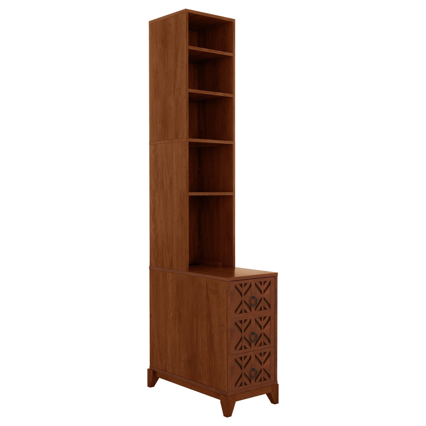 End Table With 3 Drawers, Corner Table With 4 Open Shelves, Tall Side Table for Bedroom and Corner, Expect Arrival Date