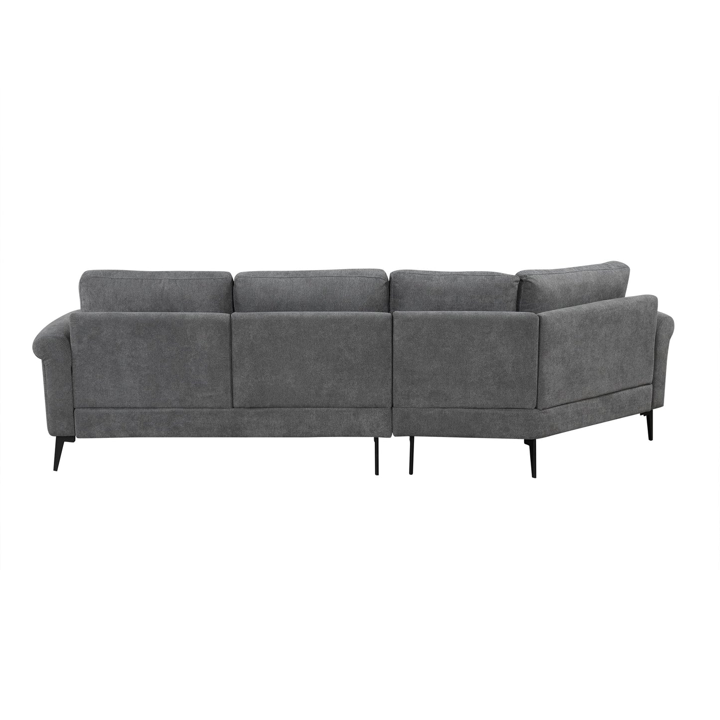 111' Upholstered 3-Seater Sofa Curved Sofa Couch With Two Printed Pillows for Living Room, Dark Gray