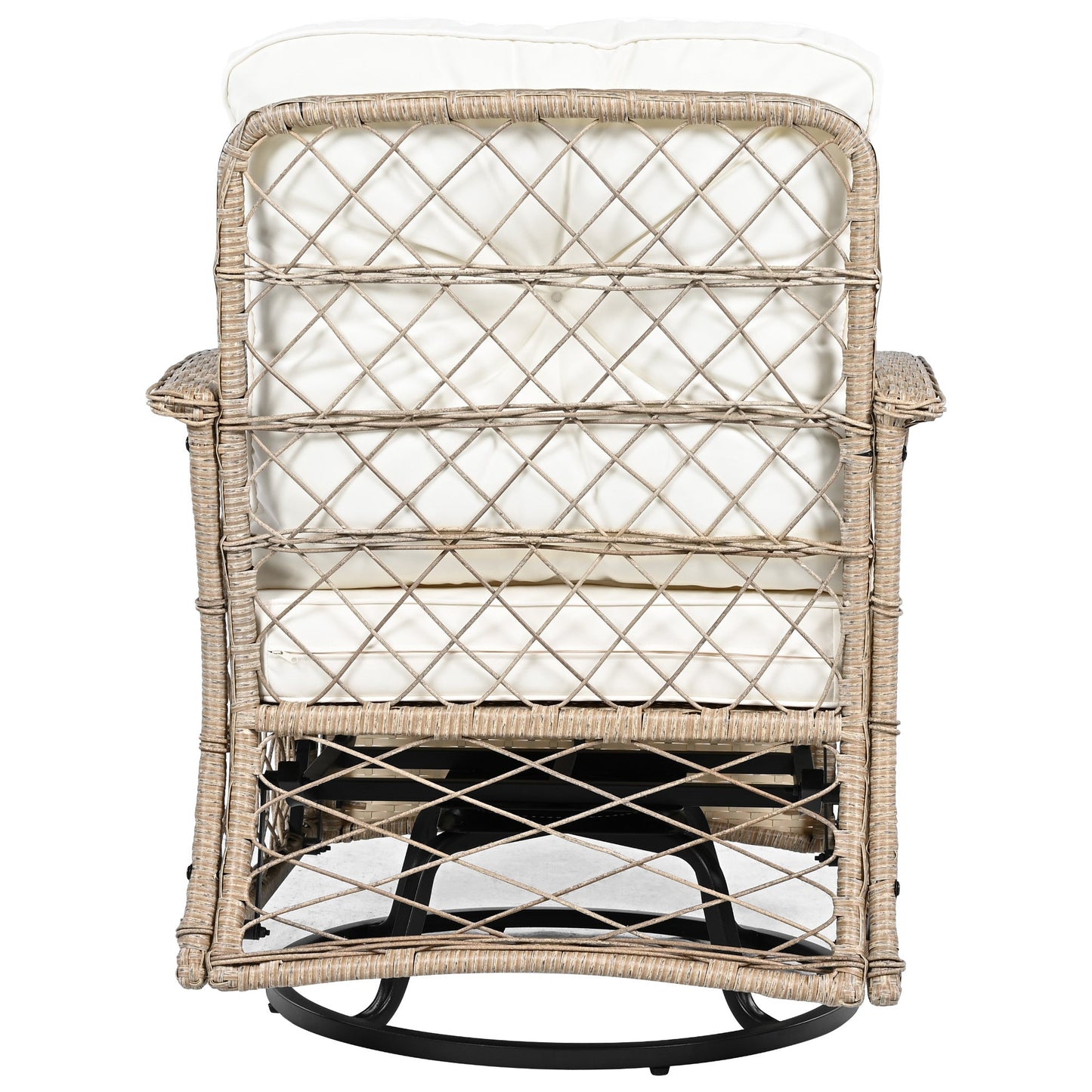 3-Piece Outdoor Chair&Table Set Chat Set 2-Person Rattan Seating Group With Two Swivel Chairs and a Square Table for Gar