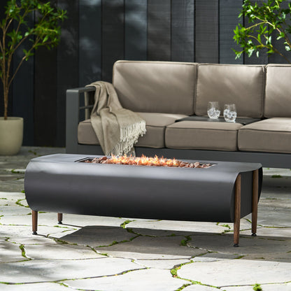 Vernon Rectangle Fire Pit 50,000 BTU Dark Gray Iron 50x25.5x15.25 Inches