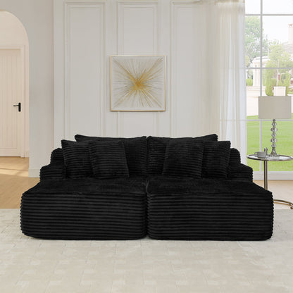 Two-Seater Lazy Sofa Lounge Chair,Compressed Sofa No Assembly Required, Made of Velvet Fabric, Fluffy Modern  Lounge Cha