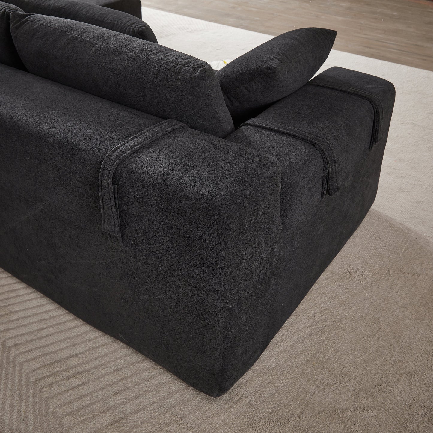 Modern Chenille Upholstered Sectional Sofa Couch Set,Modular 108' L Shaped Sectional Living Room Sofa Set With 6 Pillows