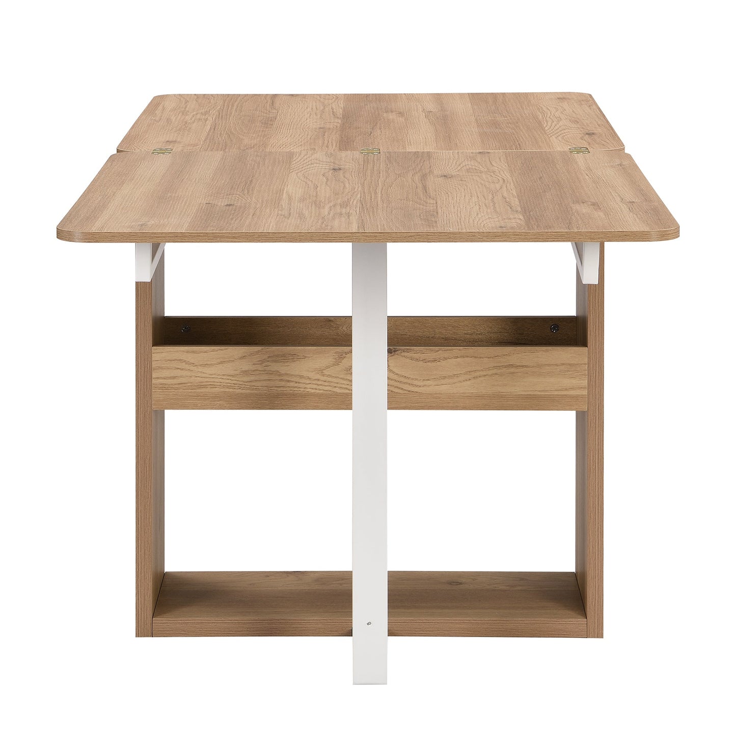 Modern Compact 63inch 5-Piece Extendable Dining Table Set, Foldable Square Kitchen Table Set With Storage Rack and 4 PU