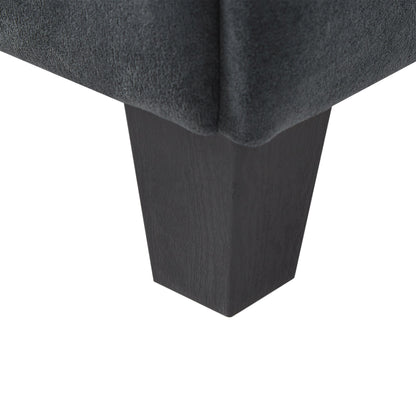 Black Upholstered 83' L-Shaped Sectional Sofa With Storage, Movable Ottoman, and Six Throw Pillows