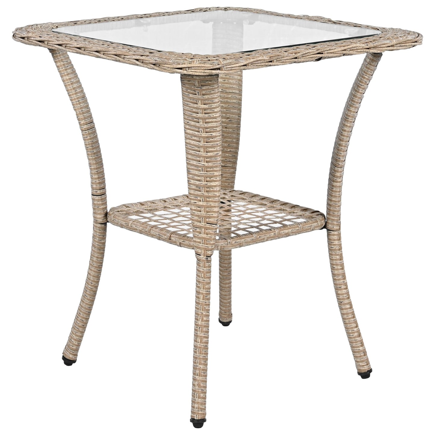 3-Piece Outdoor Chair&Table Set Chat Set 2-Person Rattan Seating Group With Two Swivel Chairs and a Square Table for Gar