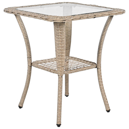 3-Piece Outdoor Chair&Table Set Chat Set 2-Person Rattan Seating Group With Two Swivel Chairs and a Square Table for Gar