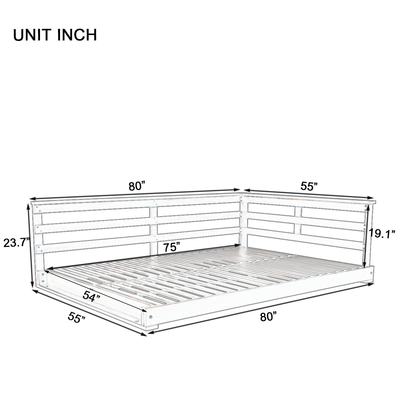 Acacia Wood Porch Swing Bed for Outdoor With Hemp Ropes - Full Size Patio Hanging Bed, 350lbs Capacity, Open-Side Minima