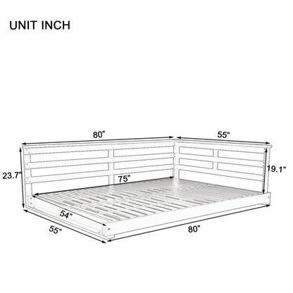 Acacia Wood Porch Swing Bed for Outdoor With Hemp Ropes - Full Size Patio Hanging Bed, 350lbs Capacity, Open-Side Minima
