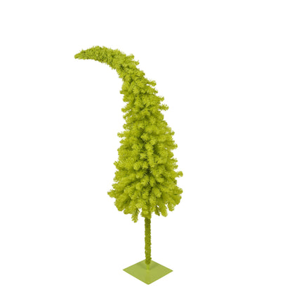 5FT Hinged Fir Artificial Fir Bent Top Christmas Tree, Xmas Tree Bendable Santa Hat Style Christmas Tree Holiday Decorat