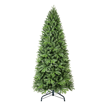 8FT Christmas Tree With 1847 Tips and 600 Warm White LED Lights – PVC+PE Mixed Branches, Hinged Structure for Easy Setup