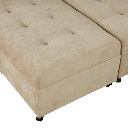 121.2' Versatile Sofa Bed Modular Sofa  Free-Combined Sofa With Two Storage Racks,  Brown