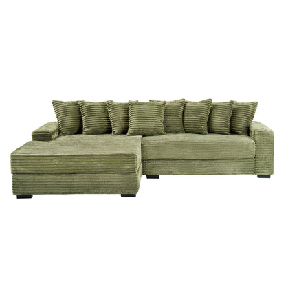 111.4 'Green Flannelette Sofa, Elegant Shelter Choice - Living Room, Bedroom, Office Ideal Companion, With Eight Exquisi