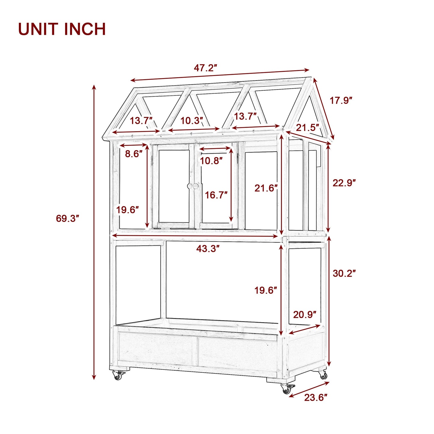 Garden Wood Portable Cold Frame With Movable Wheels Mini Greenhouse With Openable Roof and Storage Box, Forest Green