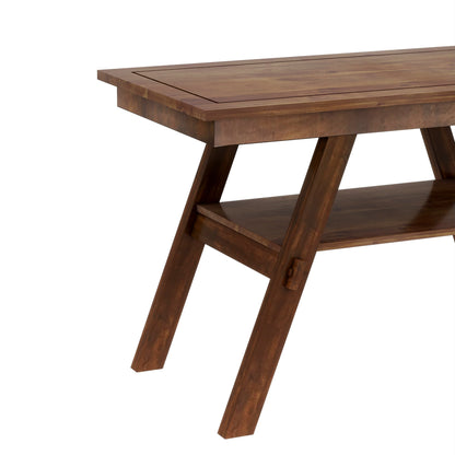 6-Piece Wood Counter Height Dining Table Set With Storage Shelf, Kitchen Table Set With Bench and 4 Chairs,Rustic Style,