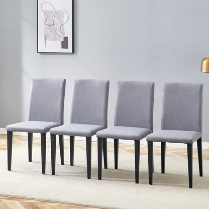 Exquisite Light Gray Linen-Cotton Dining Chairs Set of 4, Simple and Versatile Design With Comfortable Seating
