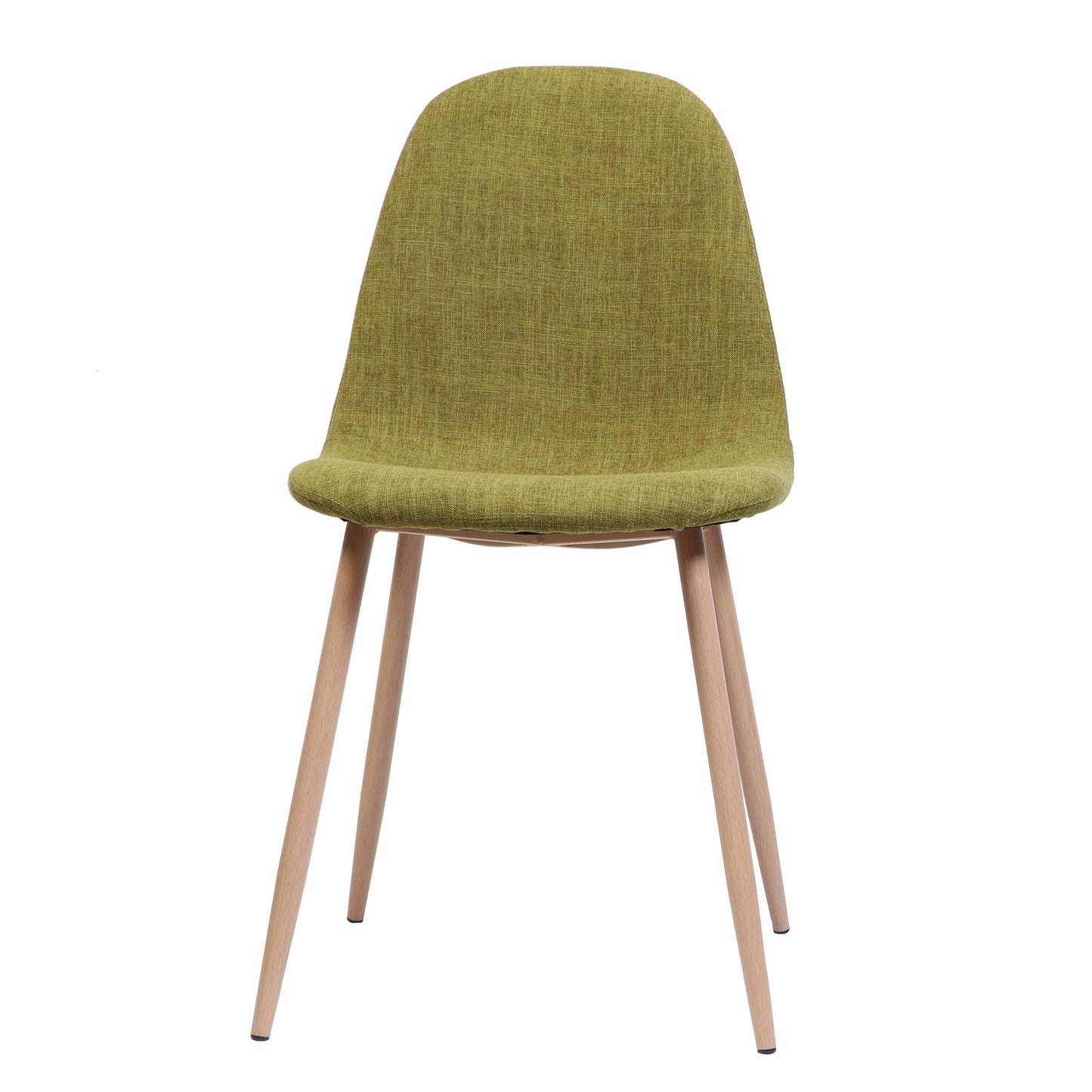 Elegant Dining Chair Set of 2 With Green Fabric and Light Walnut Finish