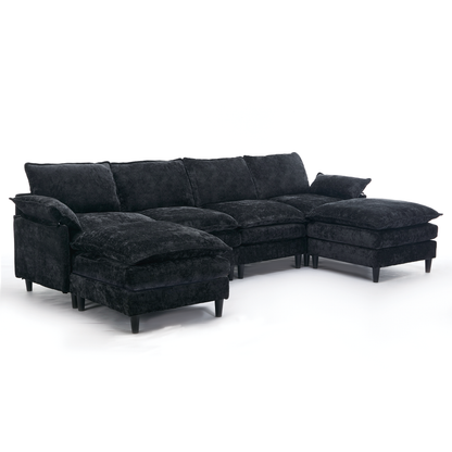 Modular Sofa,U Shaped Cloud Couch Comfy Set ,6-Seater, 2 Armrest Pillows,Convertible Sectional  Couch, Living Room,Apart