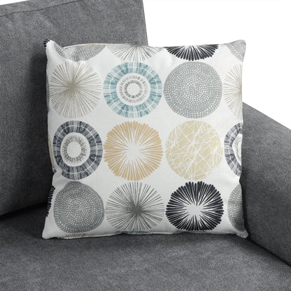 111' Upholstered 3-Seater Sofa Curved Sofa Couch With Two Printed Pillows for Living Room, Dark Gray