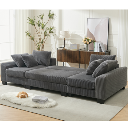 114' Sleeper Sofa,U Shaped Sofa , Pull Out Bed,Convertible Oversize 2 in 1 Sleeper Sofa, Living Room,Upholstery Sofa Bed