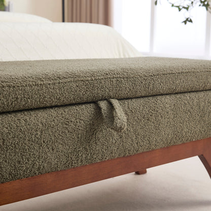 Teddy Wool Fabric, Solid Wood Feet for Solid Weighing, and Bed End Stool With Storage Function