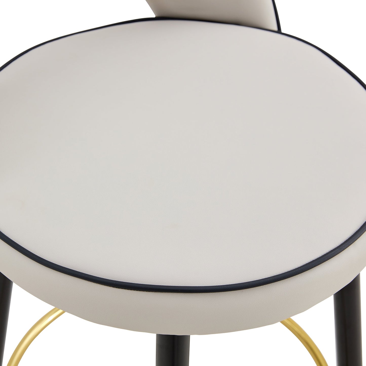 Modern PU Comfortable Upholstered Bar Chair With Smooth and Beautiful Black Metal Legs for Dining Room, Kitchen, Terrace