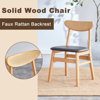 4 the Stylish and Durable Solid Wood Dining Chair, Small Curved Back, PU Cushion, and Beautiful Shape Match Perfectly Wi